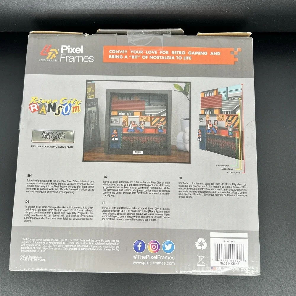 Pixel Frame River City Ransom: Rivals at Work 9x9 Shadow Box Art New In Box